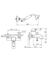 Смеситель для ванны Nicolazzi Cinquanta 3401BZ75 с душевым гарнитуром, ручка El Capitan, бронза — изображение 2
