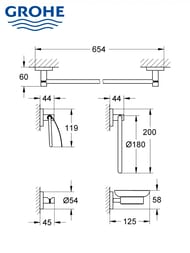Набор аксессуаров 5 в 1 Grohe Essentials 40344001 Master Bathroom, хром
