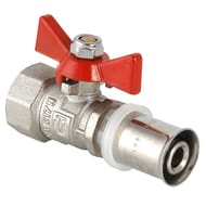 Кран шаровый 16х1/2''В VALTEC BASE под пресс, красная бабочка VT.242.N.1604