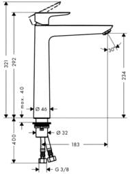 Смеситель Hansgrohe Talis E для раковины 240мм, без сливного г/ра, черный мат 71717670 — изображение 2