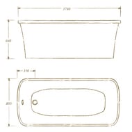Ванна MIGLIORE OLIVIA 174x83 panello белая панель, фурнитура золото 24360
