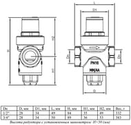 Редуктор давления VALTEC 1/2" поршневой с манометром 0,5-5,5 бар VT.088.N.0455