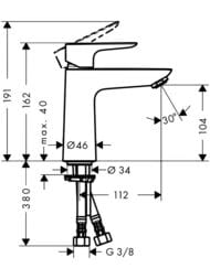 Смеситель Hansgrohe Talis E 71712000 для раковины, однозахватный, низкий излив 104мм, цвет: хром — изображение 2