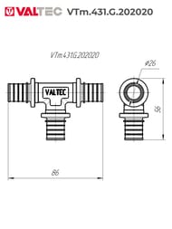 ������� VALTEC ����������, 20�20�20, ������ CW614N, VTm.431.G.202020