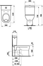 Унитаз компакт Laufen PRO 8.2495.9.000.000.1+8.2695.3.000.873.1 (360х670х780) универсальный выпуск