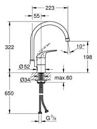 ��������� Grohe EuroEco 32752000 ��� ����� ������������, ����� 223 ��