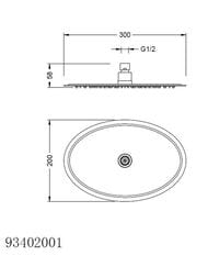 Верхний душ Zeegres 93402001 (300х200) овальный