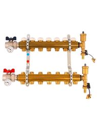 Коллекторная группа Tiemme 7 вых. 1" x 3/4 с термометром и расходомерами 3870004(3871G060507)