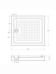 ������� ��������� ������ CEZARES (1000�900�150) ������������� TRAY-A-AH-100/90-15-W