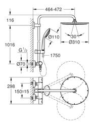������� ������� Grohe Euphoria 310 26075001 ��������� CoolTouch, ����./������ ���, 1+3 ������, ����
