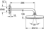 #Верхний душ Grohe Tempesta 26411000 круг, 210мм, 1 режим струи, кронштейн, хром