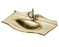 Раковина для тумбы Caprigo Бурже 80 (840х460х150) стеклянная с бортиком, золото OW15-11012-(G)