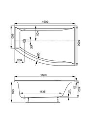 Ванна акриловая VAGNERPLAST VERONELA OFFSET 160 R (1600х1050х450) угловая, правая VPBA160VEA3PX-04