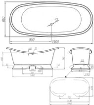 Ванна отдельностоящая Astra-Form Мальборо 01010031 (1900х860х760)иск. камень,ножки в комплекте,белый