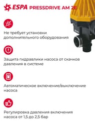 Блок автоматики Espa PRESSDRIVE AM 2E 230 50/60 014614/REP, угловой, контроль потока 205333/205334/205700