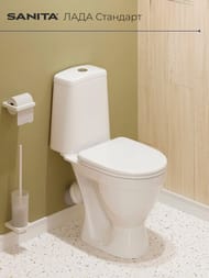 Унитаз компакт Санита ЛАДА Стандарт (755х345х605) косой выпуск, подвод снизу WC.CC/Lada/1-P/WHT.G/S1