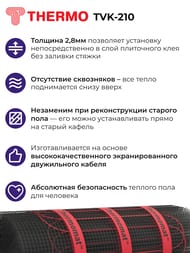 Теплый пол Thermomat TVK-210 2,9 м2, 210Вт/м2, 0,5м х 5,8м, 609Вт сверхмощный, без терморегулятора — изображение 3