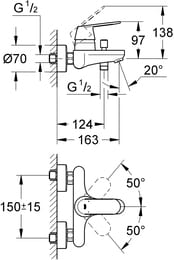  Grohe EuroSmart Cosmopolitan 32831000    ,    1/2
