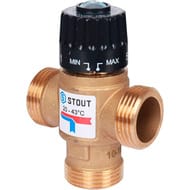 Термостатический смес. клапан STOUT для систем отопления и ГВС 1  НР 20-43°С KV 2,5 м3/ч