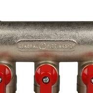 Коллектор STOUT с шаровыми кранами 3/4", 3 отвода 1/2" (красные ручки) SMB 6200 341203