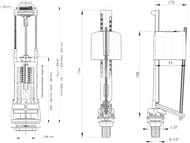 Арматура для бачка Wirquin ONE двухрежимная, нижний подвод, арт.10975008