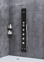 Душевая панель Novellini Cascata 2 223х1763 мм, г/м, термостат, излив, черный CASC2VTE-H