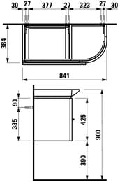 Тумба под умывальник Laufen CASE for Palace 4.0150.2.075.475.1 (840х375х450) левая, 2 ящика, белый глянец