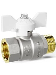 Кран шаровый 1/2" ВН LD Pride бабочка белая, внутренняя/наружная резьба 47.15.В-Н.Б (white)
