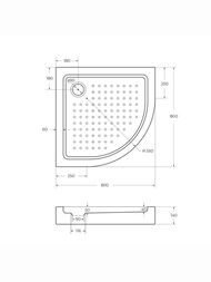 Душевой акриловый поддон CEZARES (800х800х150) TRAY-A-R-80-550-15-W