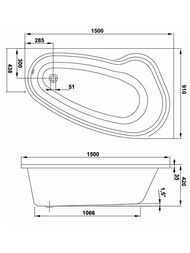 Ванна акриловая VAGNERPLAST AVONA 150 R (1500х900х420) угловая, правая VPBA159AVO3PX-04