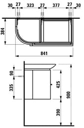 Тумба под умывальник Laufen CASE for Palace 4.0153.1.075.464(475).1 (840х375х450) правая, 1 ящик, белый глянец