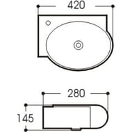Раковина подвесная Акватек AQ5303-00 (280х420х145) 1 отверстие под смеситель, белый AQ5303-00