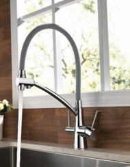 Смеситель для кухни Lemark COMFORT LM3071C-Gray гибкий излив, канал для питьевой воды, серый/хром