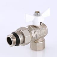 Кран угловой с американкой 3/4"ВН VALTEC BASE белая бабочка, с доп. уплотнением, VT.228.NRW.05