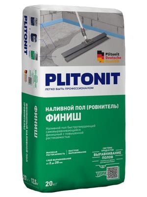 Ровнитель минеральный PLITONIT Финиш быстротвердеющий самовыравнивающийся финишный 20кг
