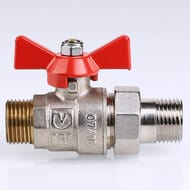 Кран с американкой 3/4"НН VALTEC BASE красная бабочка VT.226.N.05