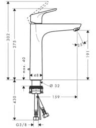 Смеситель Hansgrohe Focus 31608 для умывальника с высоким фиксированным изливом, дон. клап., хром — изображение 6