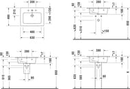 Умывальник DURAVIT ME by Starck 630х490 отверстие под смеситель, перелив 2336630000