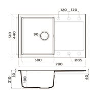 ����� Omoikiri DAISEN 78-BL (780�510�230) �������, ���������, ������ 4993327