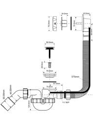Обвязка для ванны McAlpine автомат, крышка перелива латунь, перелив 575мм, хром MRB2CB-PB