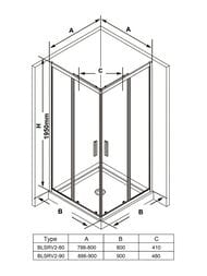 ������� ������ RAVAK BLIX SLIM BLSRV2-80 (800�800�1950) �������.�����, �������., �����.+Transparent