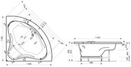 Ванна угловая Estet Аврора (1400х1400) из искусственного камня ФР-00002601