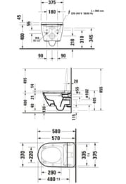 Унитаз подвесной Duravit D-Neo 375х580х400 безободковый, с функцией биде, белый 654000012004300