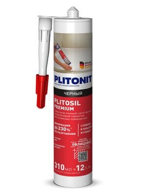 Герметик PLITONIT PLITOSIL Premium высокоэласт.санит.кислотного отверждения, черный 310 мл