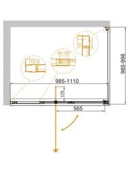 ������� ������ CEZARES VARIANTE (985-1110x985-998x1950) AH-1-100/110-100-C-Cr ������ �����./����