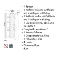 Пенал подвесной Burgbad SYS30 Echo 400х1760х335 LED, зеркало, белый глянец HSHD040461