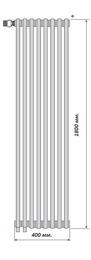 Радиатор Purmo Delta LaserLine 2180 двухтрубчатый (1800х400х63) 8 секций, 1320Вт, нижн.подкл, белый