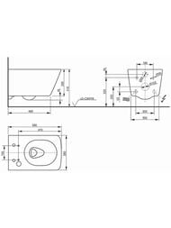 Унитаз подвесной TOTO SX Series (380х580х335мм) безободковый, покрытие CeFiontech, белый CW522ERY#XW