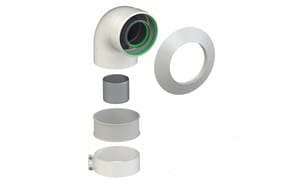 Колено коаксиальное стартовое УТДК 60x100-90, с хомутом и втулкой, арт: 01.01.011.000