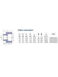 Муфта, 25х20мм, переходная, для полипропиленовых труб, серая